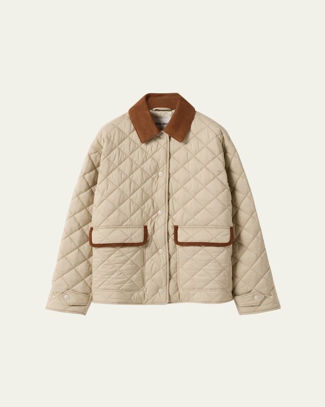 Suede-Trim Barn Jacket